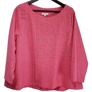 HABITAT Textured Art To Wear Lagenlook Pullover Blouse Pink Women's Size Medium